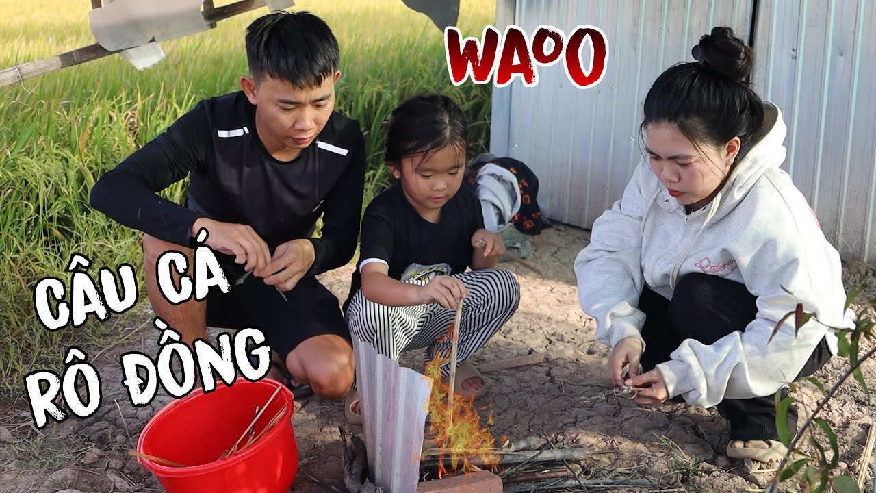 Dẫn Bé Quỳnh Trải Nghiệm Một Ngày Ra Ruộng Câu Cá Rô Nướng Tại Chỗ