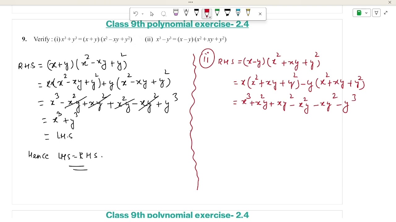 Class 9th polynomial Exercise-2.4 Q 8 and 9.