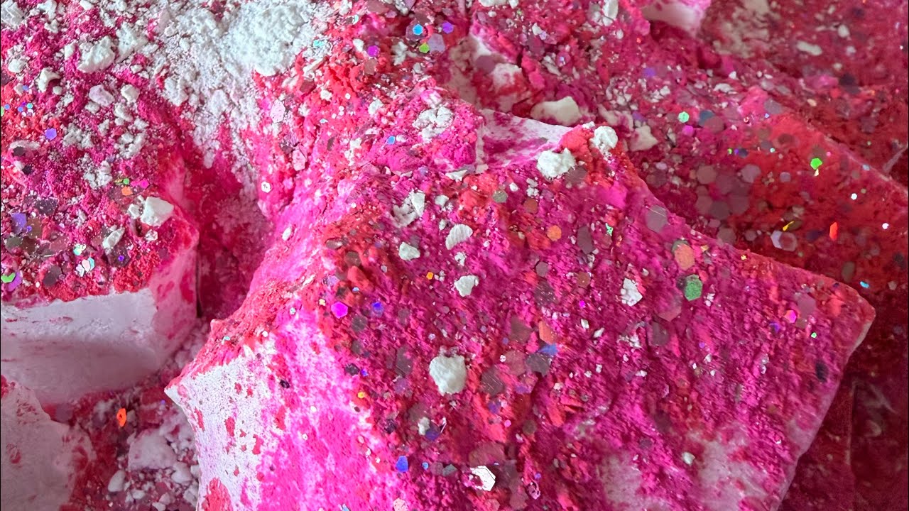 ASMR Tickle Me Pink | Super Soft Fresh Gym Chalk Blocks topped with cornstarch, mica, and glitter