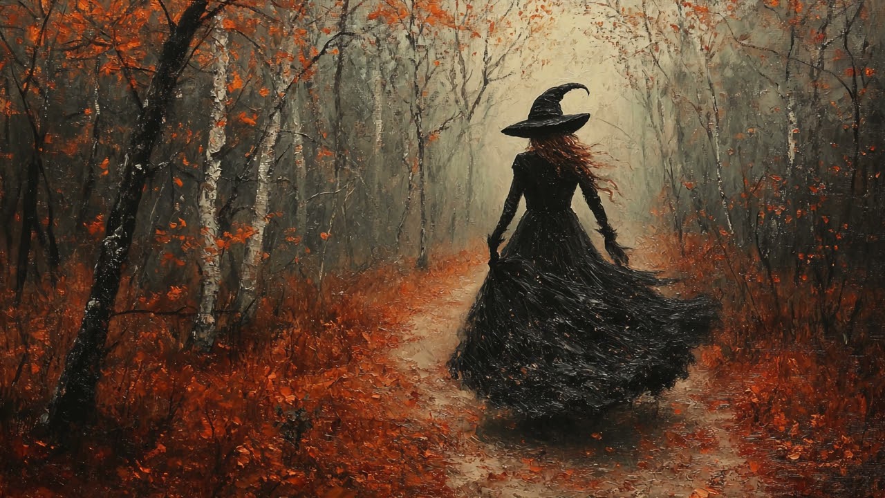 Halloween TV Art :: Spooky TV Screensaver :: Fall Frame TV Art :: Witch in Woods :: 4K Silent Video