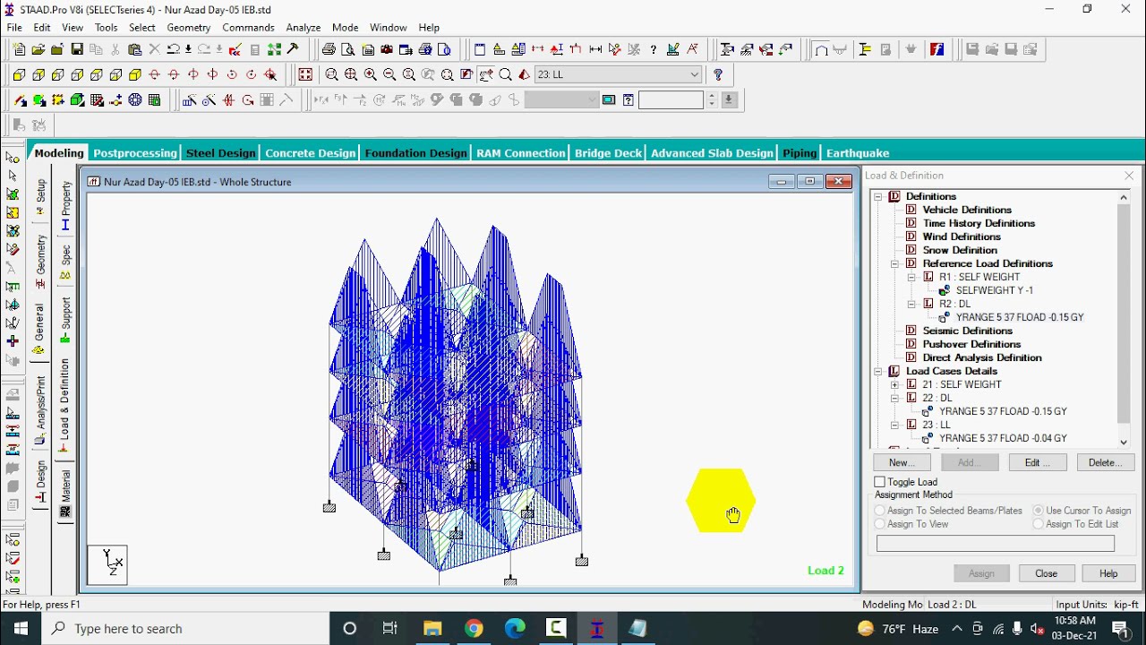 StaadPro Day-05: 03  DL, LL and Reference Load