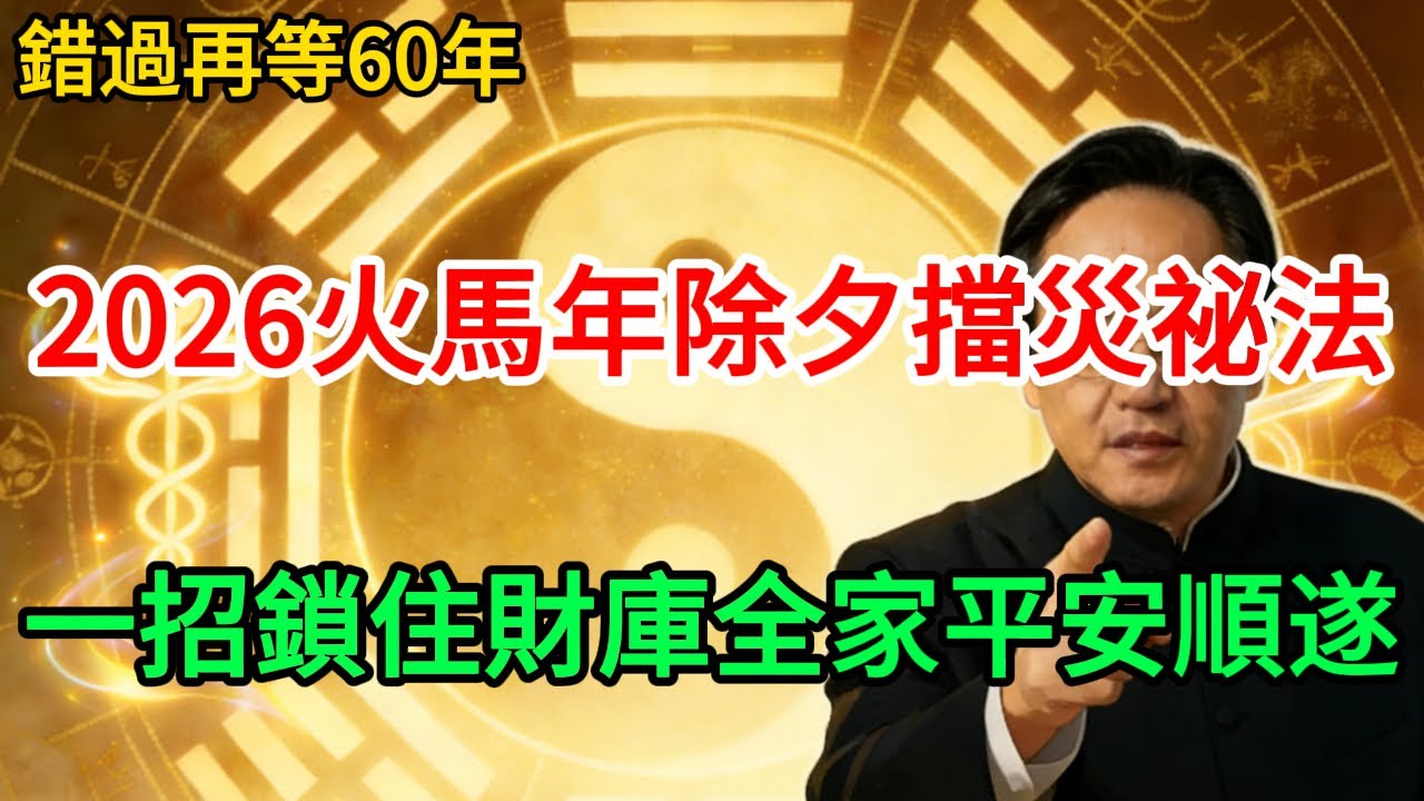 錯過再等60年！2026火馬年除夕“擋災”祕法，一招鎖住財庫，全家平安順遂！#2026運勢 #除夕 #開運 #風水 #丙午年 #生肖運勢 #傳統文化 #養生智慧 #招財 #國學 #避雷