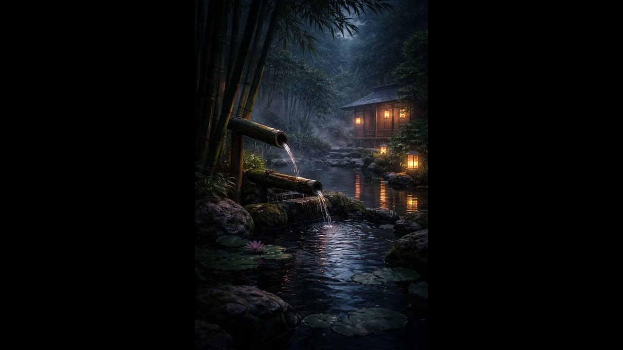 Zen Night Garden 🎋 Shishi Odoshi & Water  Deep Relaxation