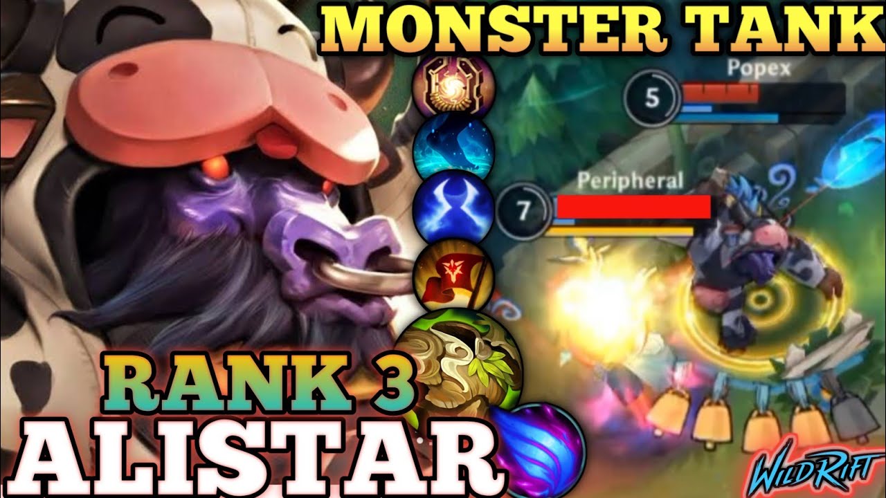 ALISTAR ANNOYING TANK DMG! DEADLY SET UP COMBO EXECUTION - TOP 3 GLOBAL ALISTAR BY Popex - WILD RIFT