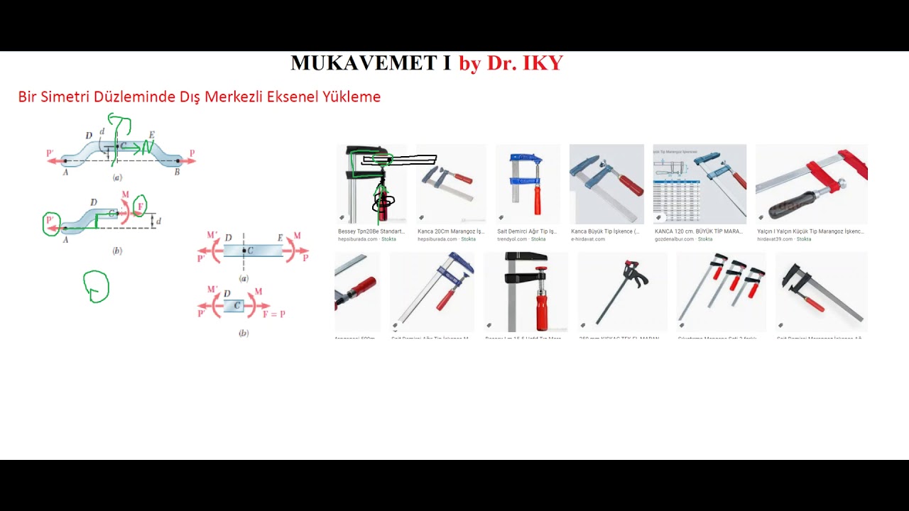 MUKAVEMET I_DERS 16_Bir Simetri Düzleminde Dış Merkezli Eksenel Yükleme, Simetrik OLMAYAN Eğilme