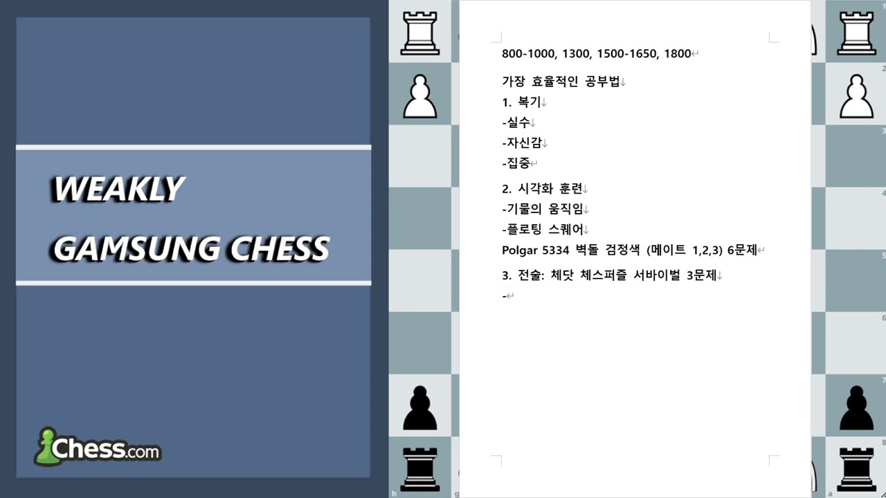 체스 체닷 레이팅별 추천하는 공부법