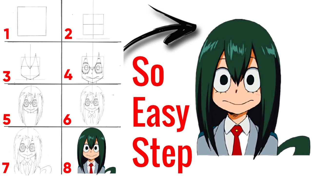 How to Draw Tsuyu Asui Step by Step - My Hero Academia