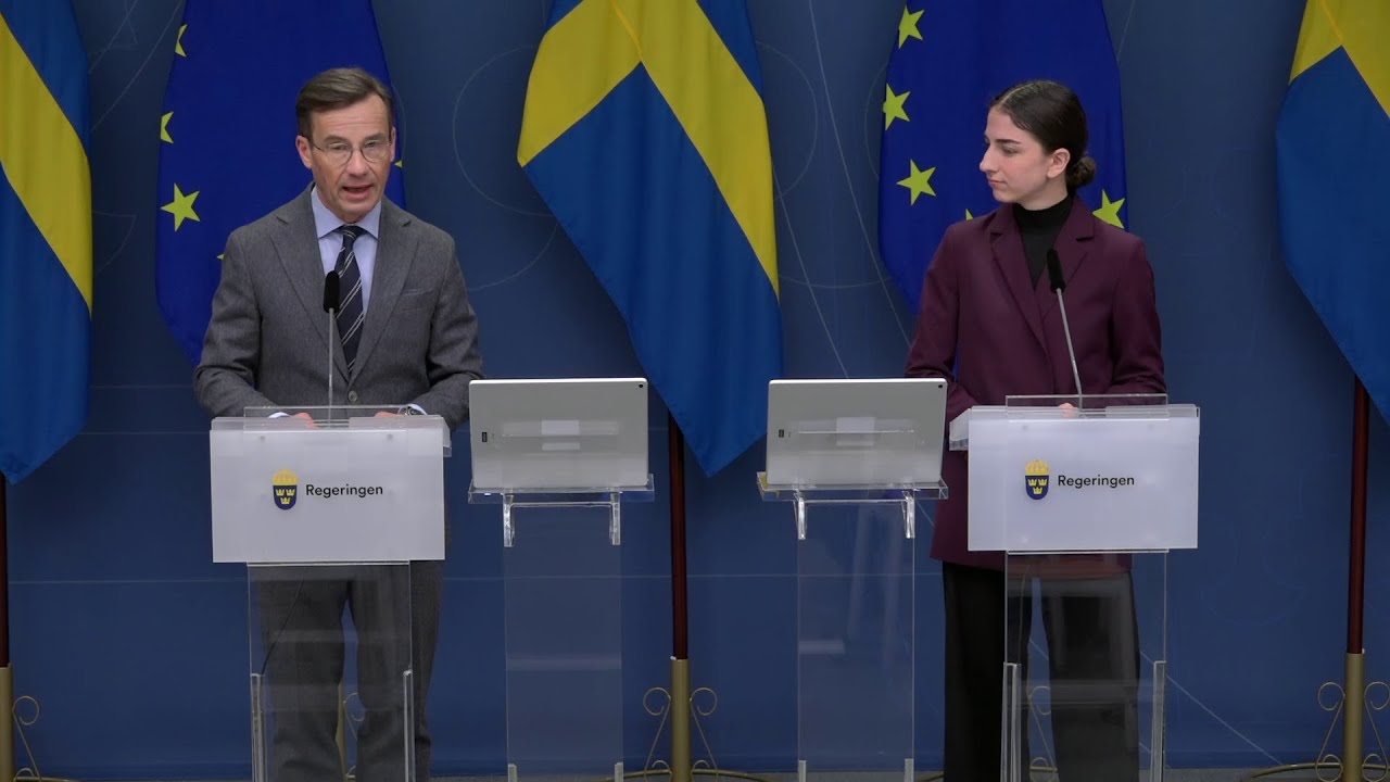 Pressträff med statsminister Ulf Kristersson och klimat- och miljöminister Romina Pourmokhtari