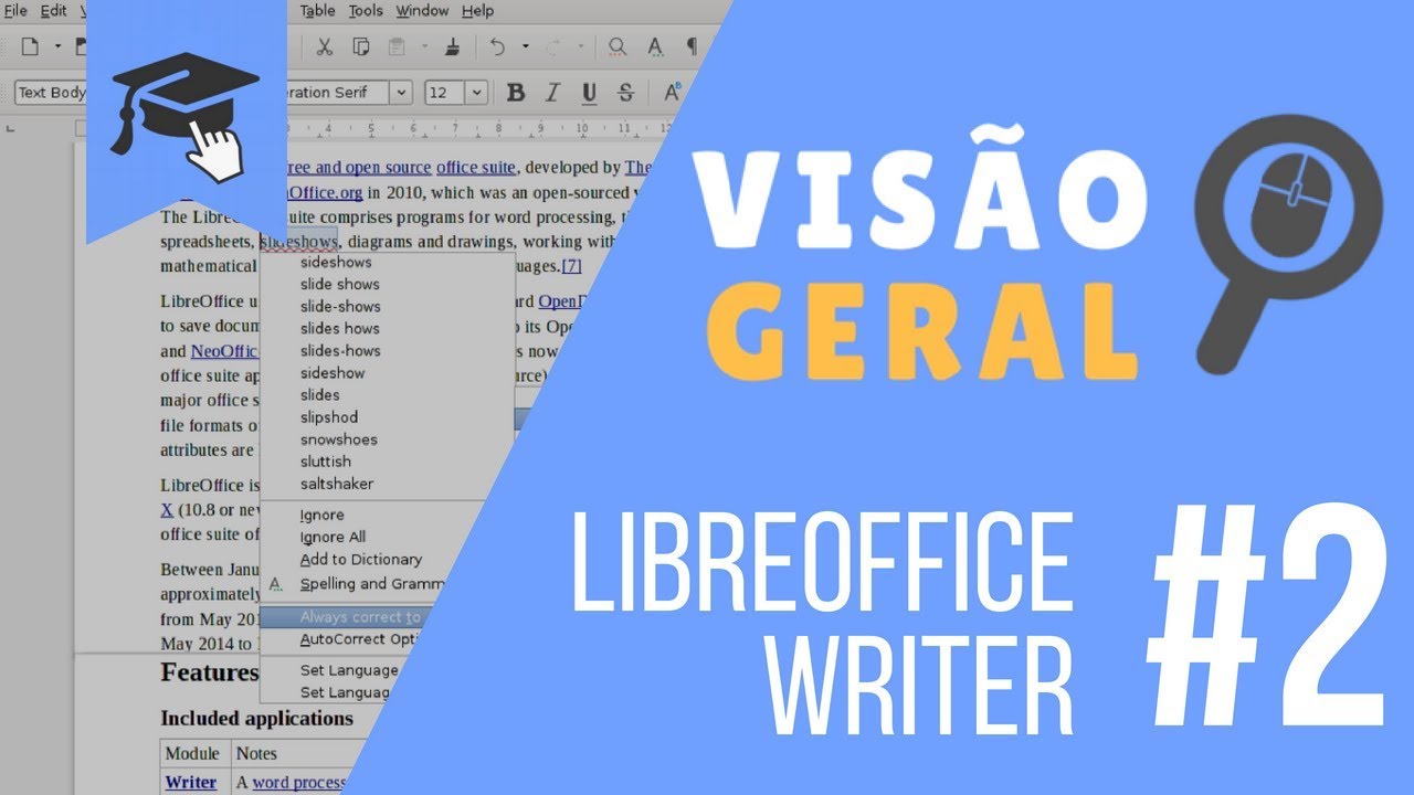LibreOffice Writer Aula2/3 - VisãoGeral