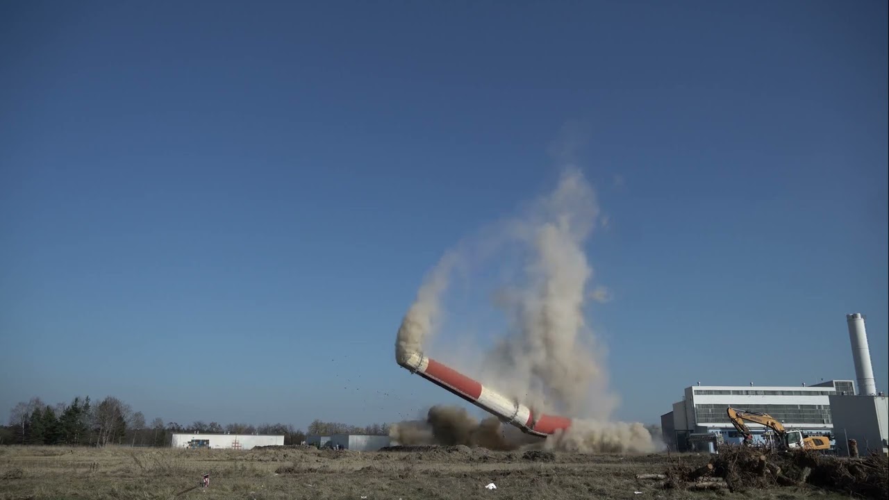 DEMOLITION OF CHIMNEY, TYCHY, POLAND 2025