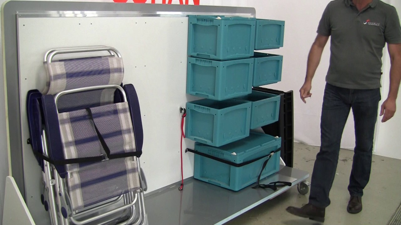 SORAN das flexible Regalsystem für die Wohnmobil Heckgarage.