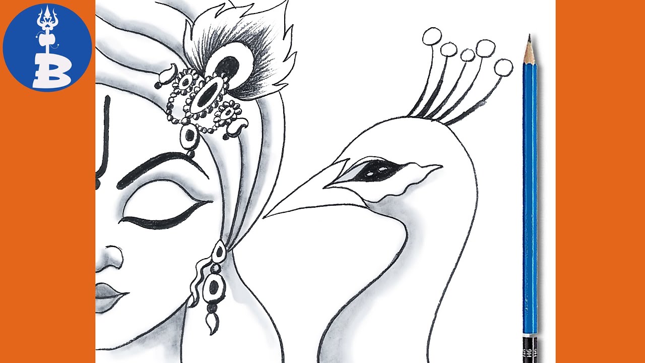 How To Make Easy Krishna Drawing _ Krishna Drawing Easy Step By Step _ Drawing Picture Bhagwan