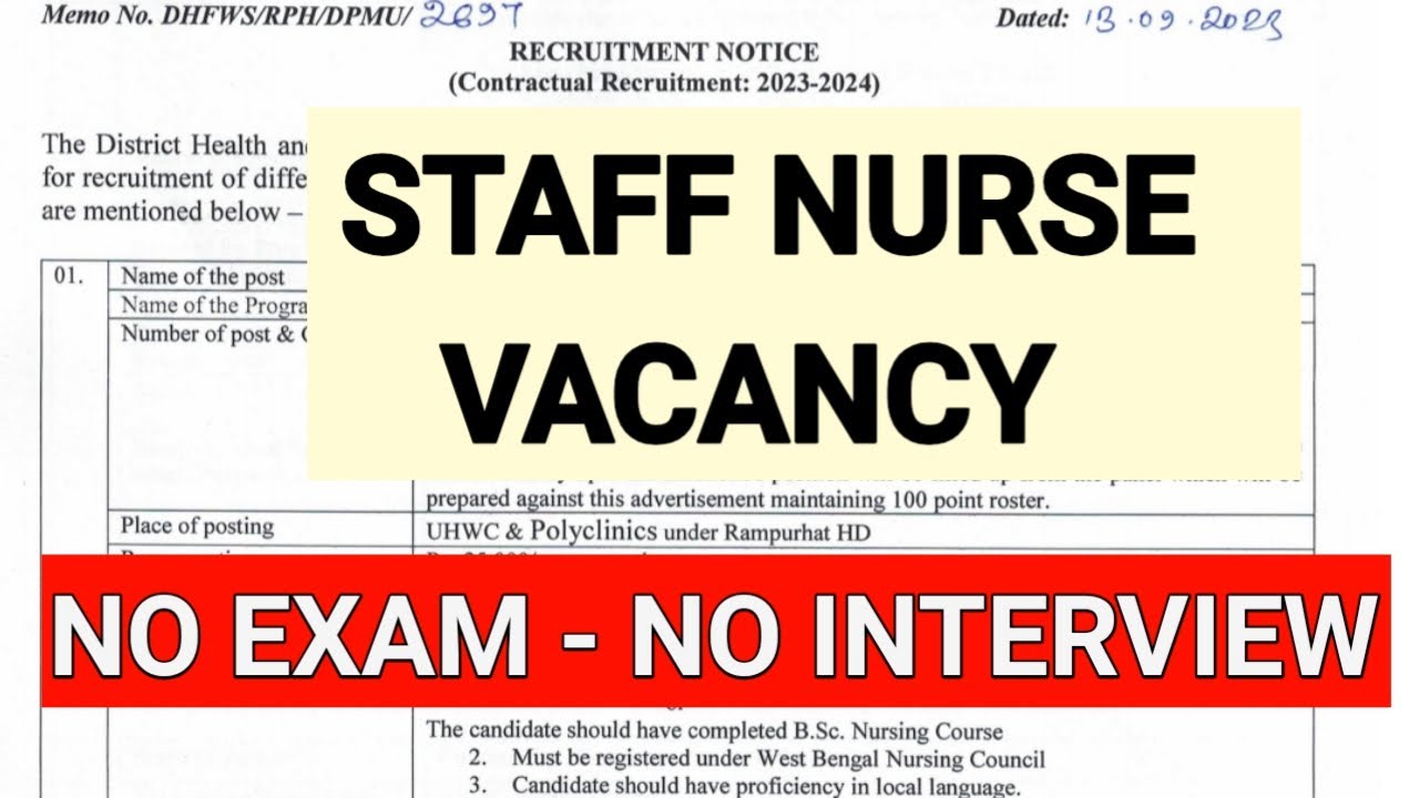 STAFF NURSE + CHA VACANCY 2023 - NO EXAM - NO INTERVIEW - DIRECT SELECTION - ANM / BSC / GNM