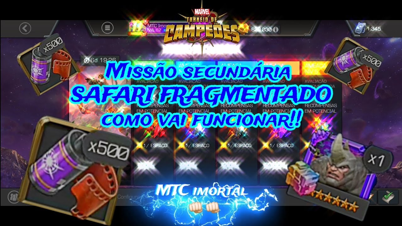 @mtcimortal Missão secundária SAFARI FRAGMENTADO 1 | como vai funcionar | Mtc | Mcoc | Marvel.