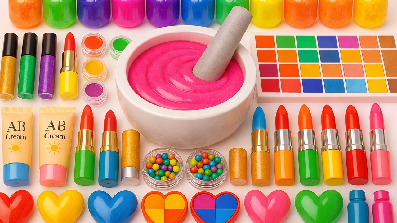 🔴LIVE | Satisfying Slime ASMR | DIY How To Make Rainbow Slime Mixing Glitters Makeup Lipsticks Beads