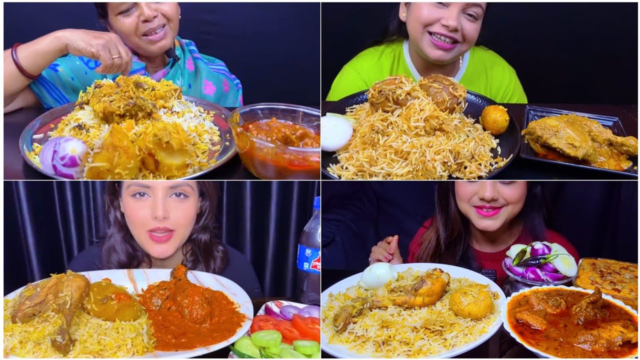 MUKBANG SHOW 👌 EATING SPICY 🥵🔥 MUTTON BIRIYANI CHICKEN BIRIYANI CHICKEN CHAAP BUTTER CHICKEN MASALA 