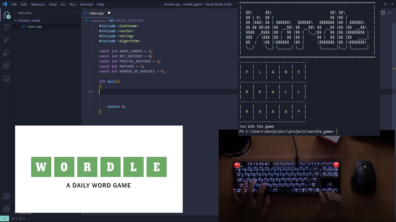 Step-by-Step Tutorial for Creating a Simple Wordle Game using C++ | Keyboard ASMR