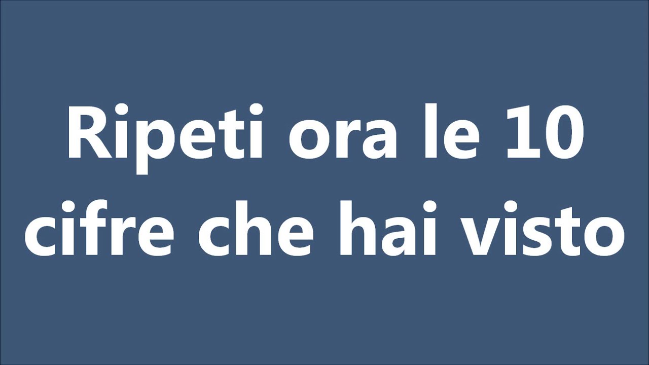 TEST DELLA MEMORIA ITALIANO | Digit Span Test