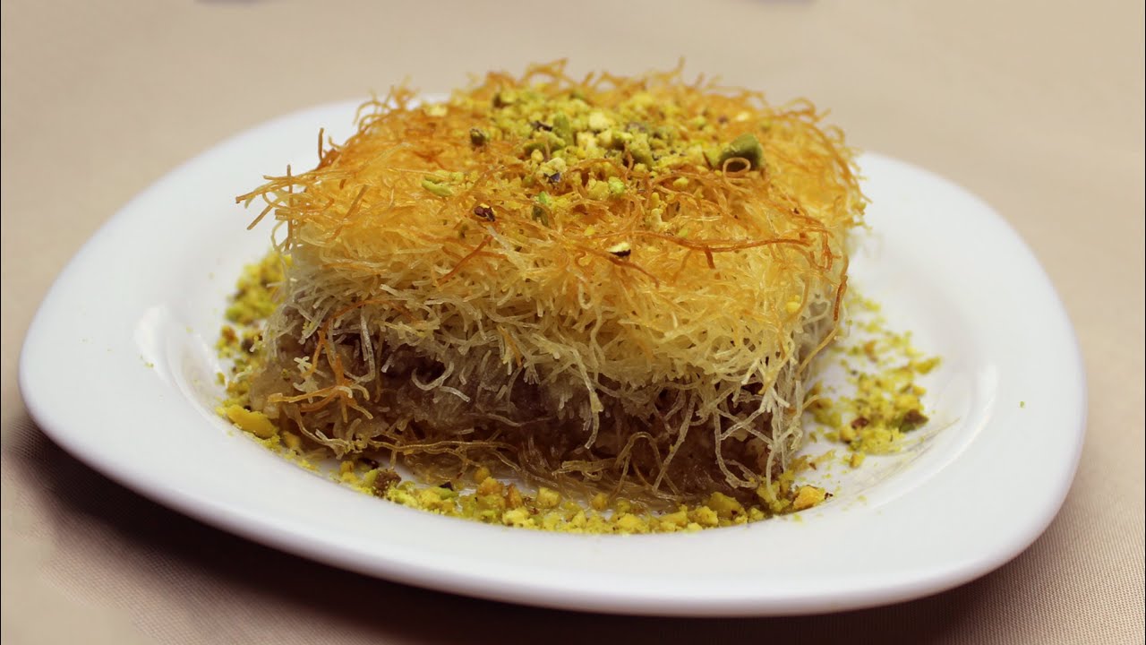 Turkish Knafeh Recipe - Shredded Phyllo Dessert with Walnuts