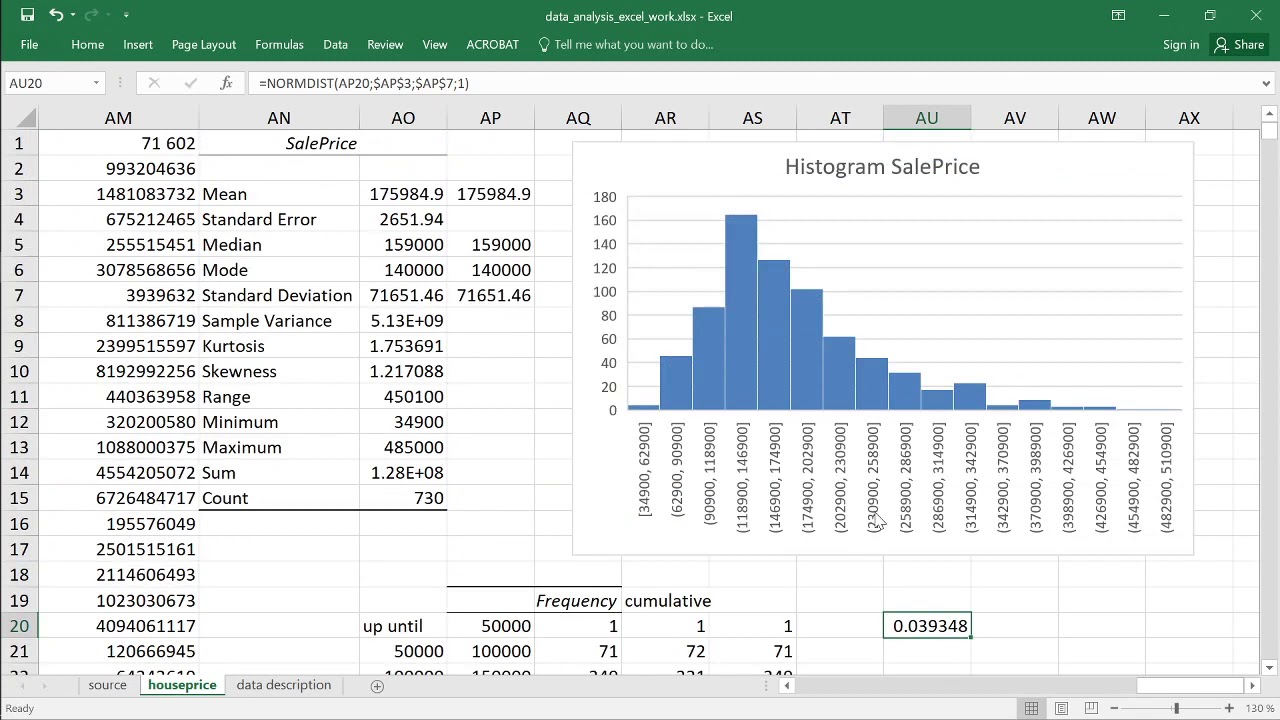 1.6 Use NORMDIST() to compute normal probabilities