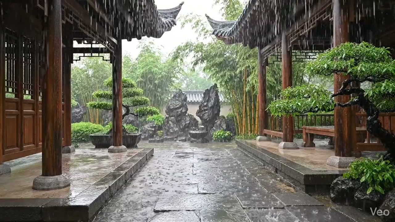 Heavy Rain Outside, Focus Inside 🌧️ 3 Hours Pure Rain Ambience for Study, Work, and Concentration