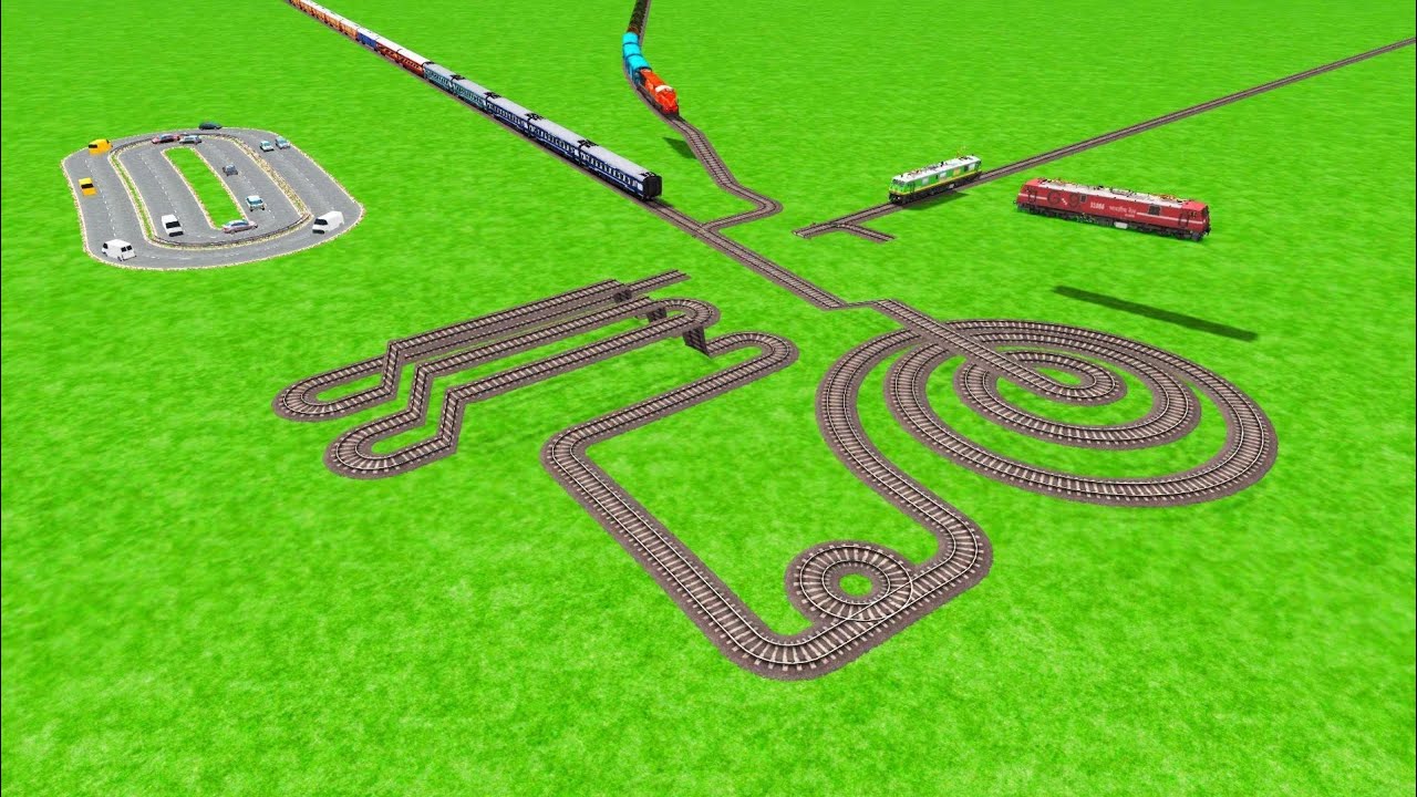 MOST DANGEROUS TRAINS CROSSING FROM BUMPY RAILROAD TRACK ZIG  ZAG CIRCLES TRACK RAILWORK/Train Video