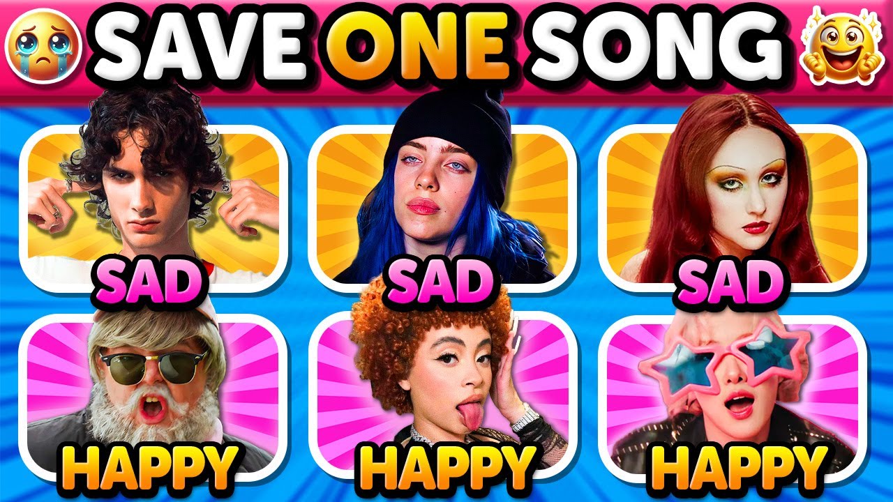 😭 SAD vs HAPPY 😁: Save One Song (3 Songs vs 3 Songs) | Music Quiz 2026