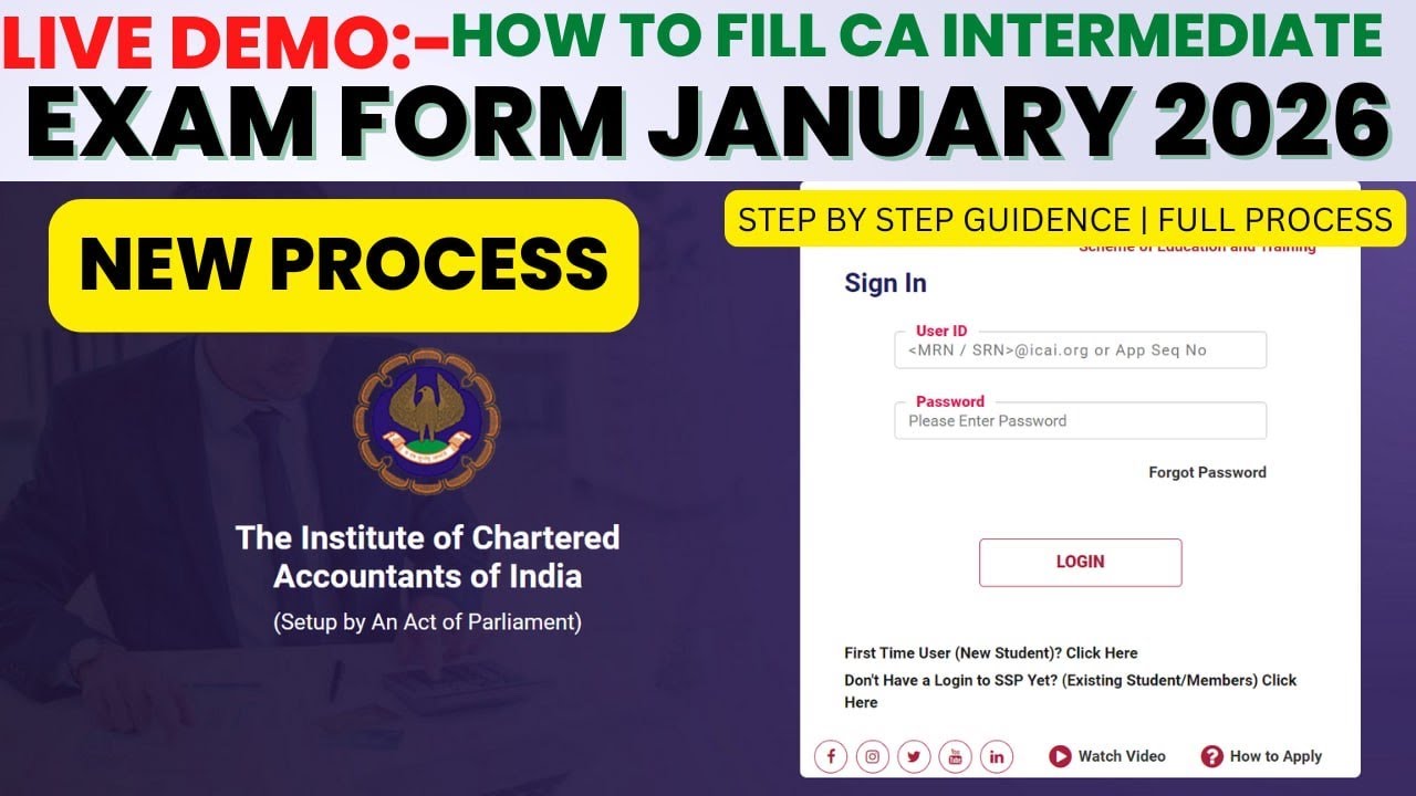 live Demo :- How to Fill CA Intermediate January 2026 Exam Form | CA Inter Exam Form Process