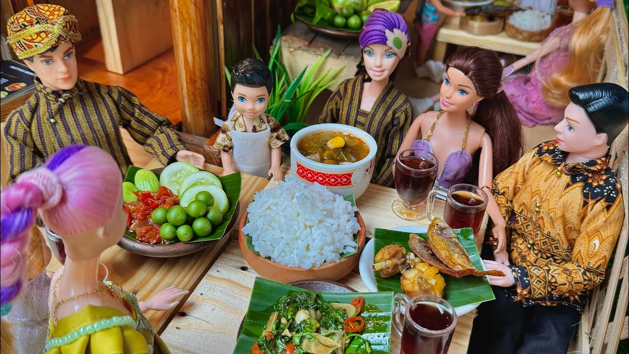 Makan bareng di warung barbie jowo #barbiejowo #funny #minicooking #minifood