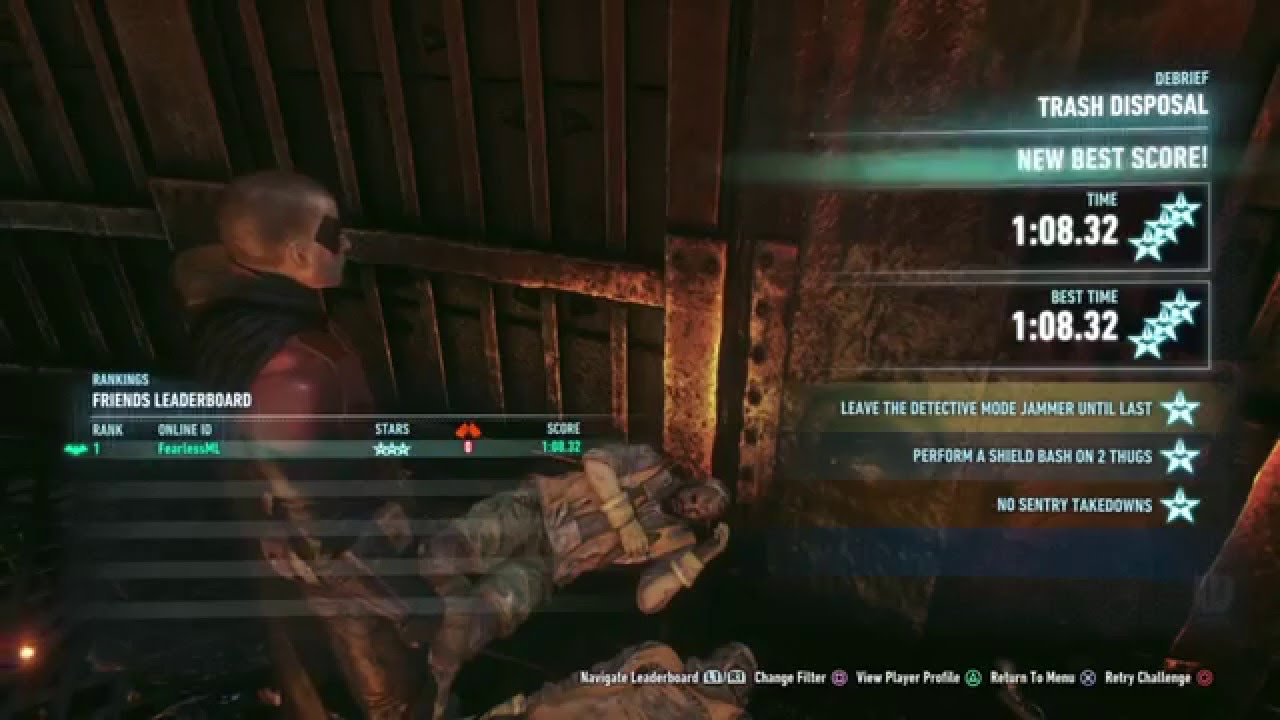 Batman Arkham Knight; Trash Disposal Top Score (Robin) 1:08:32