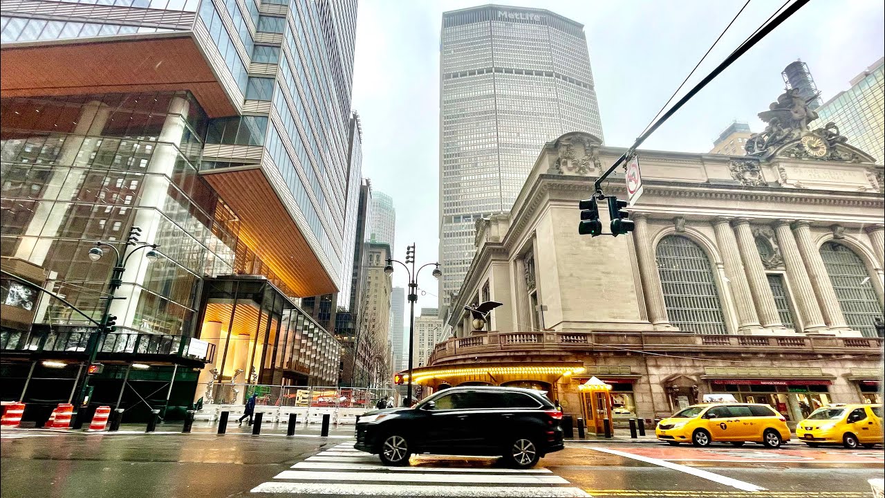 ⁴ᴷ⁶⁰ New York City Walking Tour on a Rainy Day | Midtown & Lower Manhattan