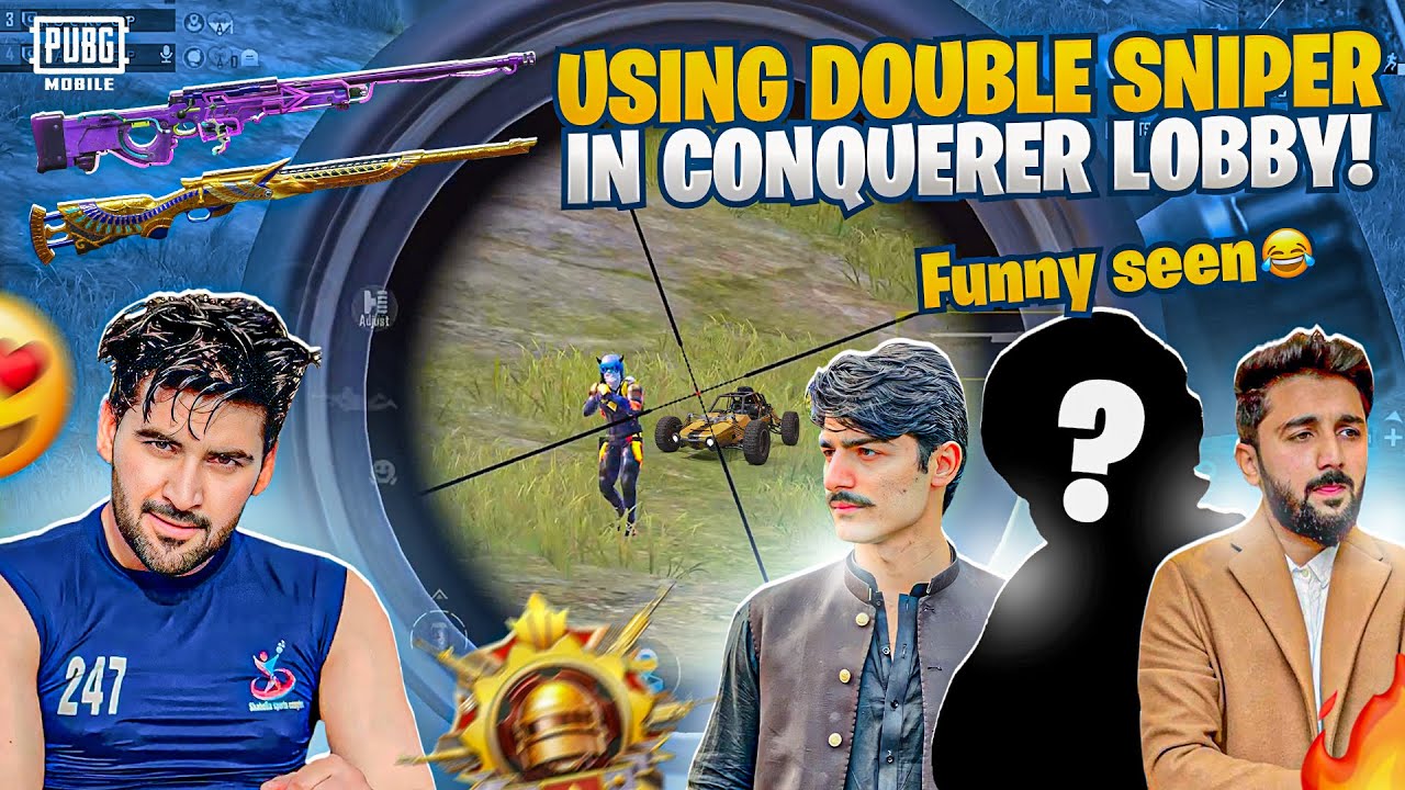 waw 😍 Using double awm in conqueror lobby / funny teammate reaction 😅 / pubgmobile/ rock Op