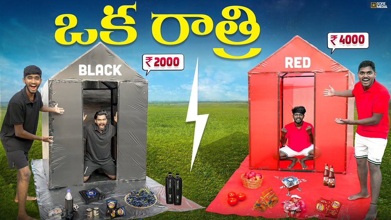 Living in Black And Red Houses Overnight Survival Challenge 🔥🔥 Telugu Experiments
