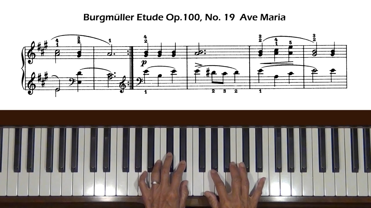 Burgmuller Etude Op. 100, No. 19 Ave Maria Piano Tutorial