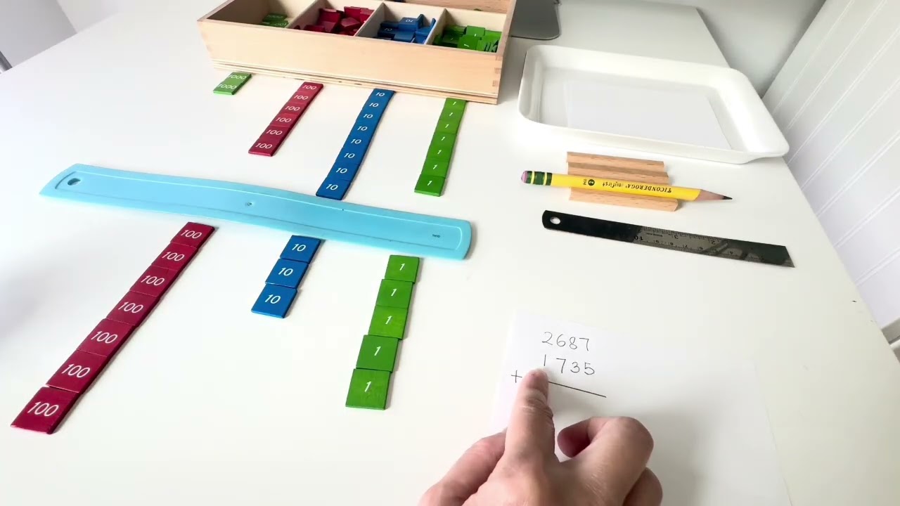 Montessori Math Lesson: Dynamic Addition Using the Stamp Game (Step-by-Step AMI Guide)