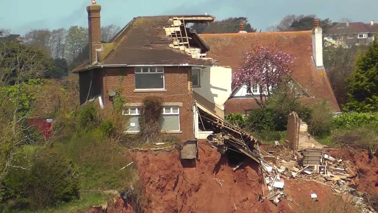 Oddicombe beach eroding  Cliff Houses- May 2013