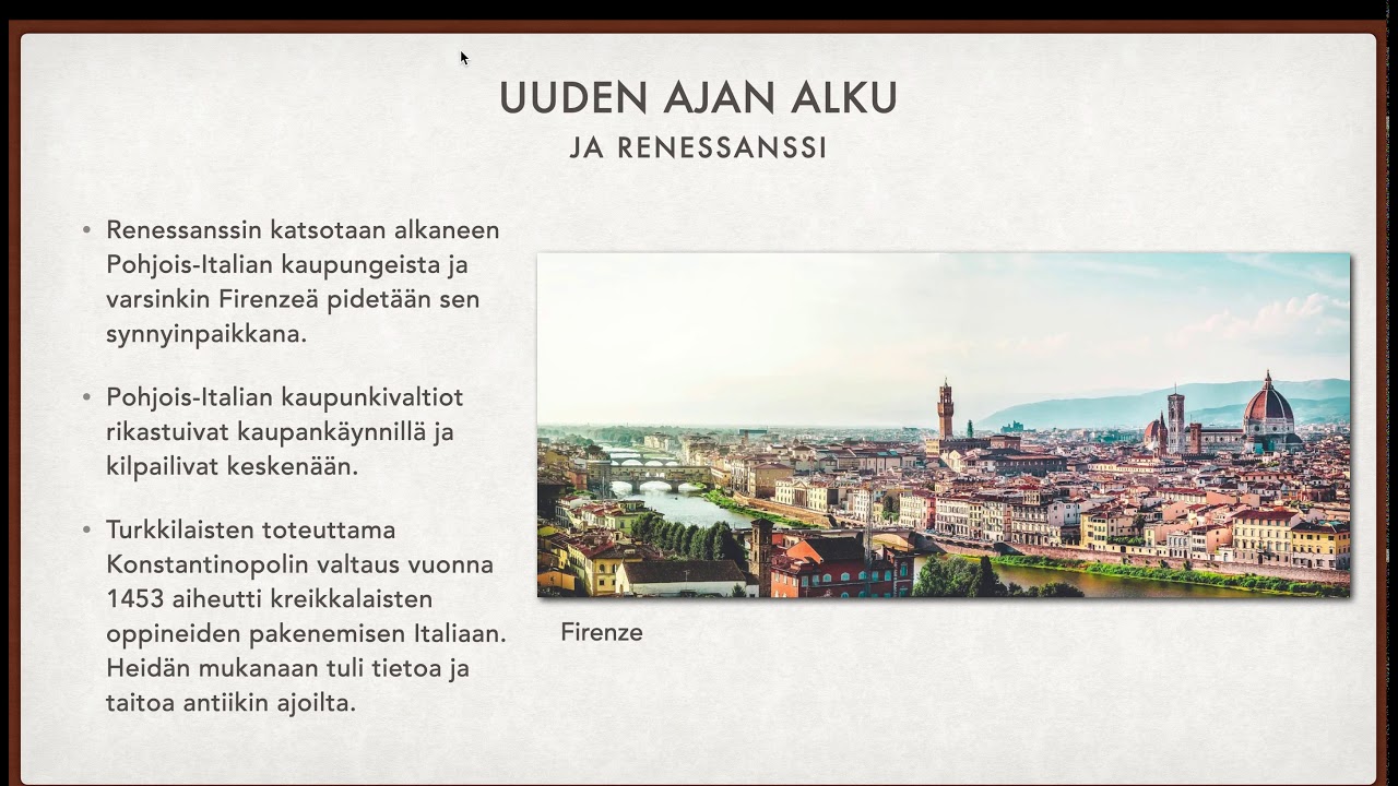 Historiaa kouluun: Uuden ajan alku ja renessanssi
