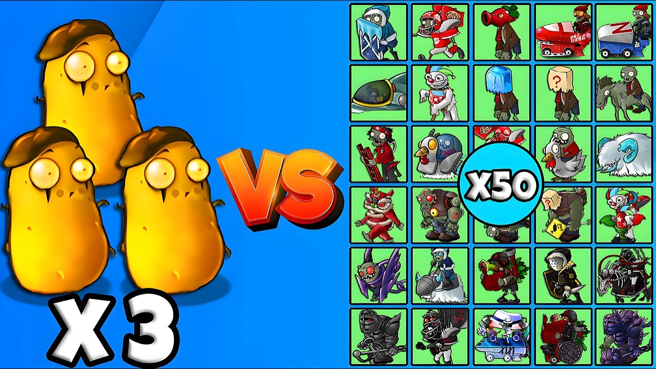 3 Gold Imitater Fusion vs All Zombies x50 - PVZ Fusion