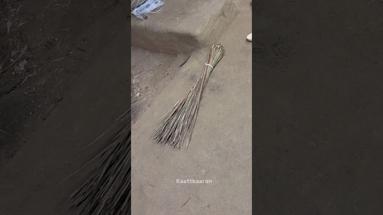 DIY broom with coconut leaves