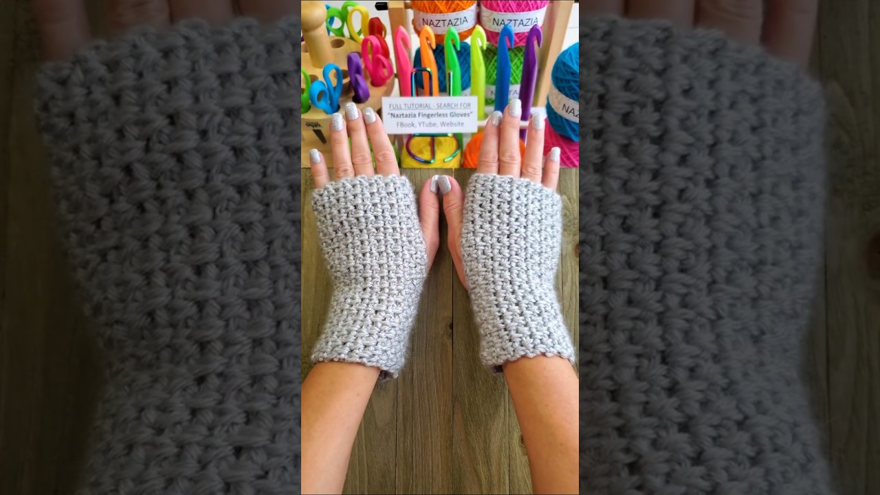 Crochet Easy Fingerless Gloves Pattern #shorts