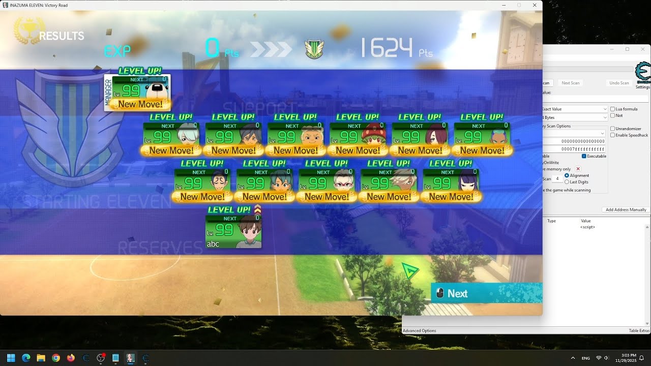 Inazuma Eleven Victory Road - Cheat Exp