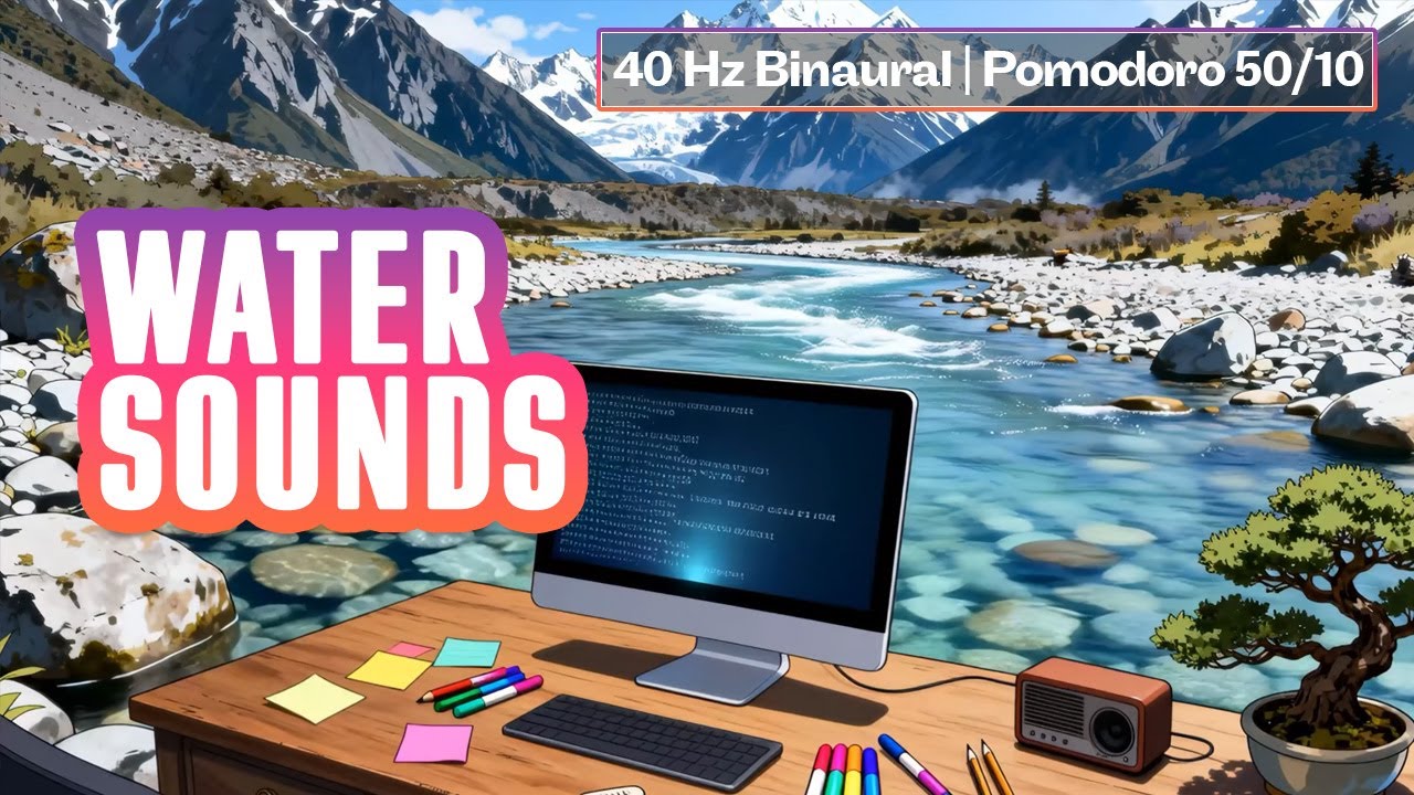 40 Hz Binaural Study With Me with Pomodoro 5010 at BAVARIAN River