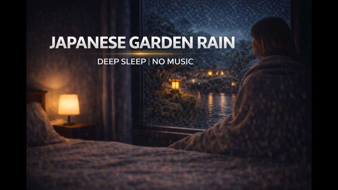 Japanese Garden Rain Sounds Through Window 🌧️🏯 | Deep Sleep & Peaceful Night Ambience | No Music
