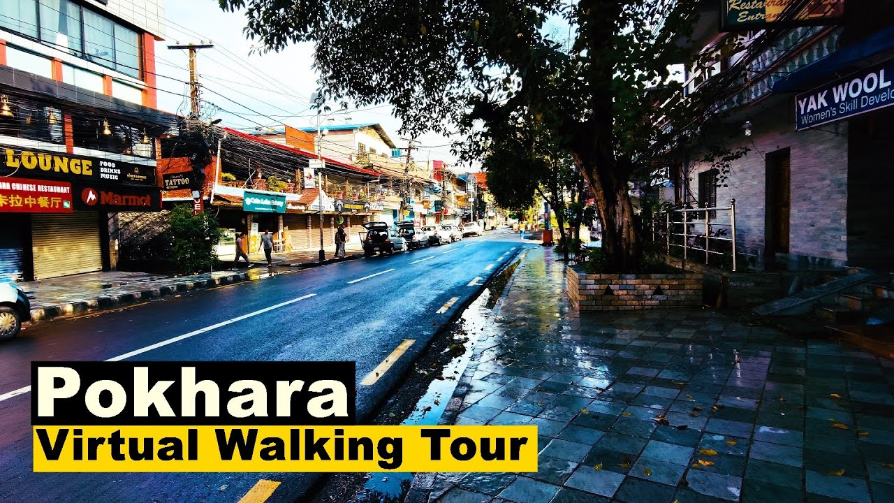 Pokhara, Lakeside - Virtual Walking Tour Around the City Main Street 🎧 Binaural City Street ASMR