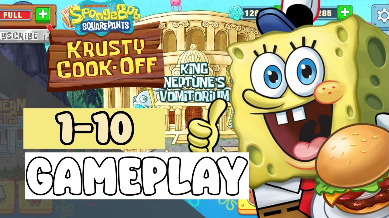 KING NEPTUNE'S VOMITORIUM ISLAND IN THE SKY Level 1-10 - SpongeBob: Krusty Cook-Off - Gameplay