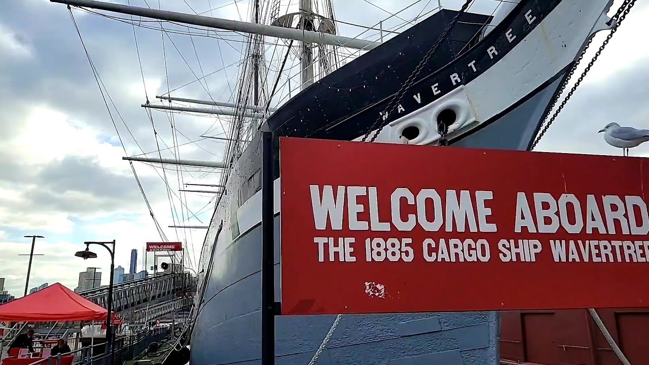⛵ Guided NYC Tour: 1885 Cargo Ship WAVERTREE in NYC Seaport ⚓