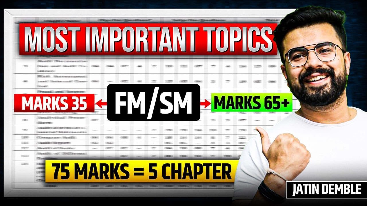 FM -SM Paper Pattern Analysis for Jan 26 Last 5 Attempt Exam Analysis | CA Inter FM SM by JDSIR