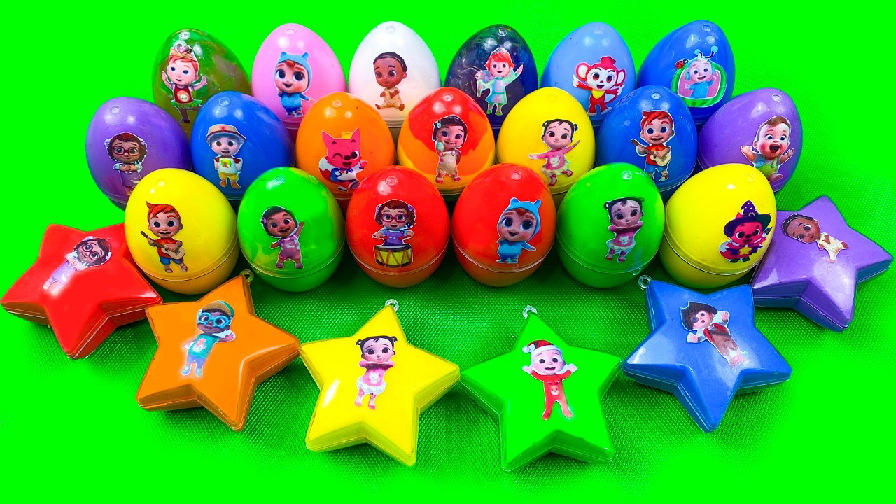 Cocomelon Slime 🌈 Finding Hidden Rainbow Slime Eggs & Star Clay with JJ & Pinkfong! Satisfying ASMR