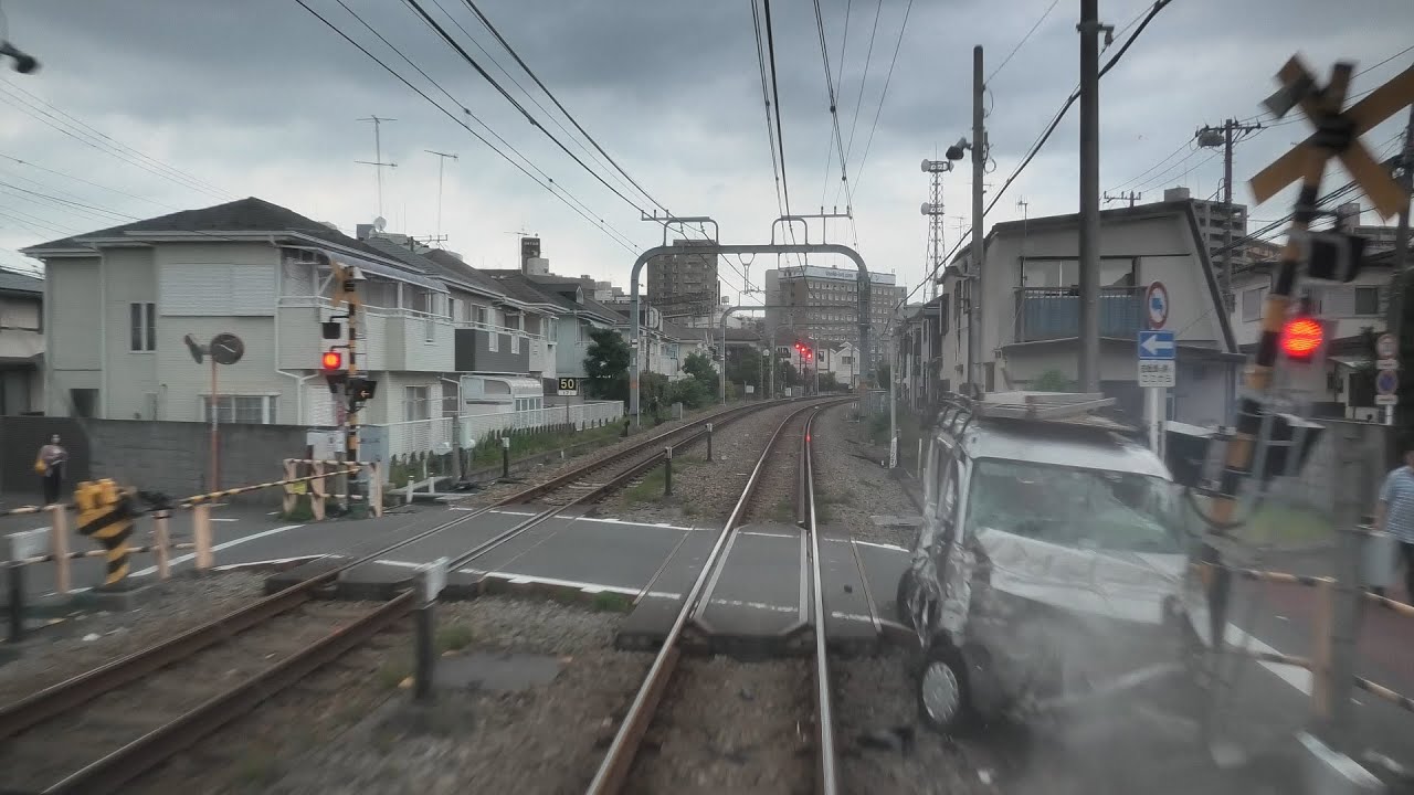 【後展望】小田急ロマンスカー えのしま号 踏切事故発生の瞬間