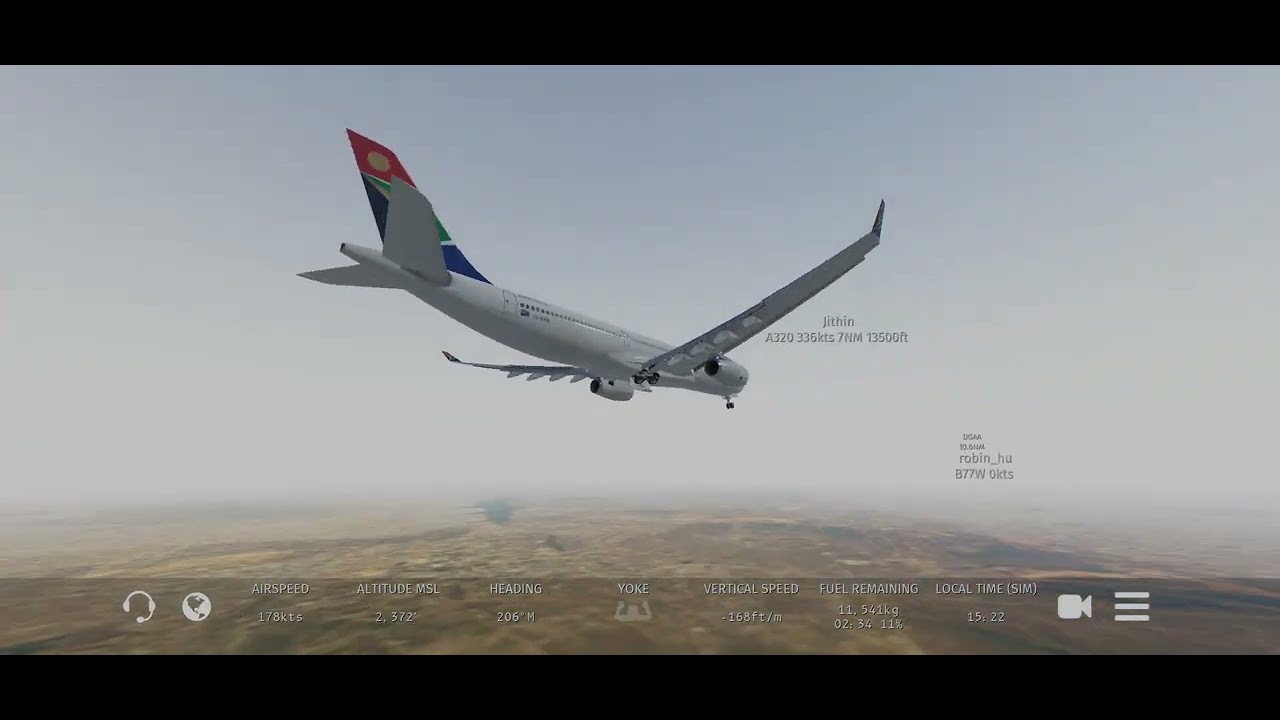 Infinite Flight Airbus A330-300 South African Johannesburg Intl to Accra Full Landing#infiniteflight